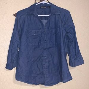 Blue Jean blouse 3/4 sleeve size medium